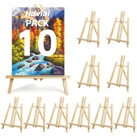Hdviai 10PCS Wood Easels - 11.8" X 7.7" Tabletop Easels - Easel Stand for Painting Canvases, Arts and Crafts, Tripods, Kids Student Party Painting Easels, Portable Canvas Photo Picture Sign Holders Cover