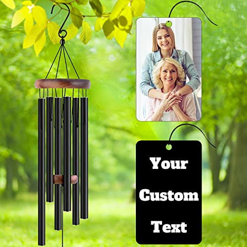 Image of Personalized Custom Wind Chimes Memorial Gift for Loss of Loved One Mother Dad Mom Dog Pets Customized Outdoor Sympathy Wind Chimes with Photo Text