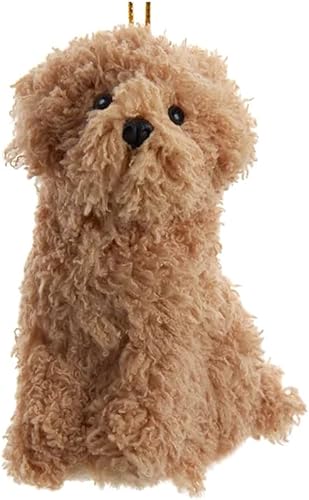 The Bridge Collection Adorno de garabato para perro, adorno de garabato dorado peludo para decoración navideña, adorno de árbol de Navidad de