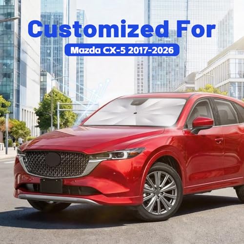 Image of Car Windshield Sun Shade for Mazda CX-5 2017-2026 -[Reflective Coated Fabric] Sunshade Umbrella for Front Window, Car Shades Sun Visor Keep Car Cool and Protects Interior, 1:1 Exact Fit