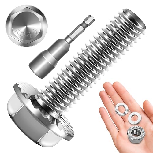 M10 x 35mm (10 Sets) M10x1.5 Bolt Flanged Hex Head Nuts and Bolts, Flange Hexagon Screws with Nuts and Washers, M10 Screw 304 Stainless Steel 18-8 Metric Bolt Assortment, DIN 6921 By Mywish