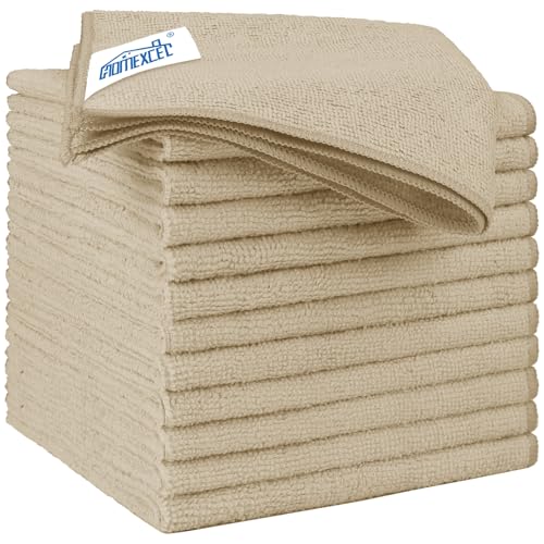 HOMEXCEL Lot de 12 Chiffons en Microfibre,Torchons Lavette Microfibre Ménage,Ultra-Doux, Haute Absorption, Idéal pour Cuisine, Voiture, vitres et Toute la...