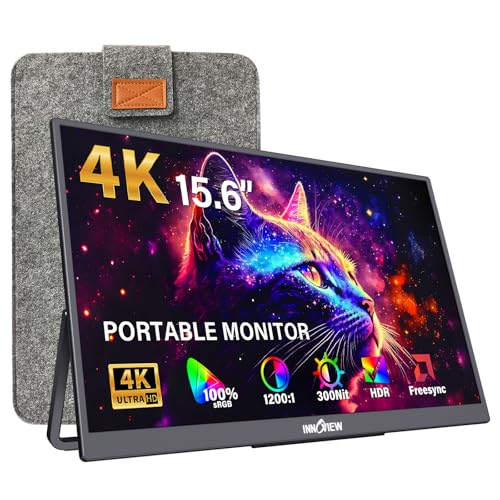 Image of InnoView 15.6 inch Portable Monitor 60Hz 4K UHD 3840x2160 | 100% sRGB HDR | Travel Monitor with 2 USB-C & HDMI Ports | Second Screen for Laptop Mac PC Xbox PS5 Switch (Includes Adapter)