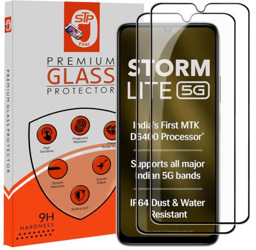 Image of STP FEEL Premium HD+ Tempered Glass Screen Protector Guard Compatible For Lava Storm Lite 5G / Lava Storm Play 5G (6.75 Inch, Pack of 2) | Edge to Edge Coverage With Easy to installation kit