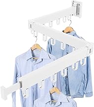 Porte Cintre Mural Rabattable Étendoir Mural Pliable Étendoir Linge Multifonction Rotatif Forte Capacité de Charge Séchoir à Linge Cintre Mural Pliant pour Balcon Buanderie Salle de Bain Salon (Blanc)