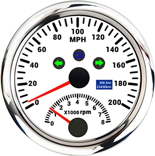 Deramg 85mm 0-200 KM/H GPS スピードメーターゲージ 8000 RPM タコメーター付き 0-120 Km/h スピードメーター カーボート ATV 9-32V用(WS 0-200MPH)