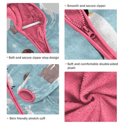 OTVEE Arctic Animals Polar Bear Penguin Furseal Kids Hoodie Jacket Fall Spring Full Zip Warm Outwear Coat3