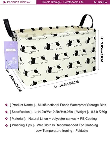 Image of Rectangular Storage Basket Fabric Organizer Bin for Toys,Books,Clothes,Gifts,Pets-Perfect for Home,Office,Nursery,Dorm,Shelf(Rec-Bulldog)
