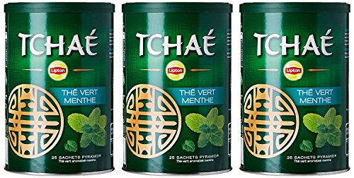 Lipton TCHAE Lot de 3 sachets de thé vert pyramidal à la menthe