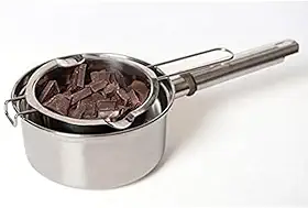 Mini Panela Banho Maria Aço Inox 11cm, 480ml, Prata, Sem Revestimento, sem tampa, para Derreter Manteiga, Queijo, Caramelo, Chocolate, Doces, Cera, etc.