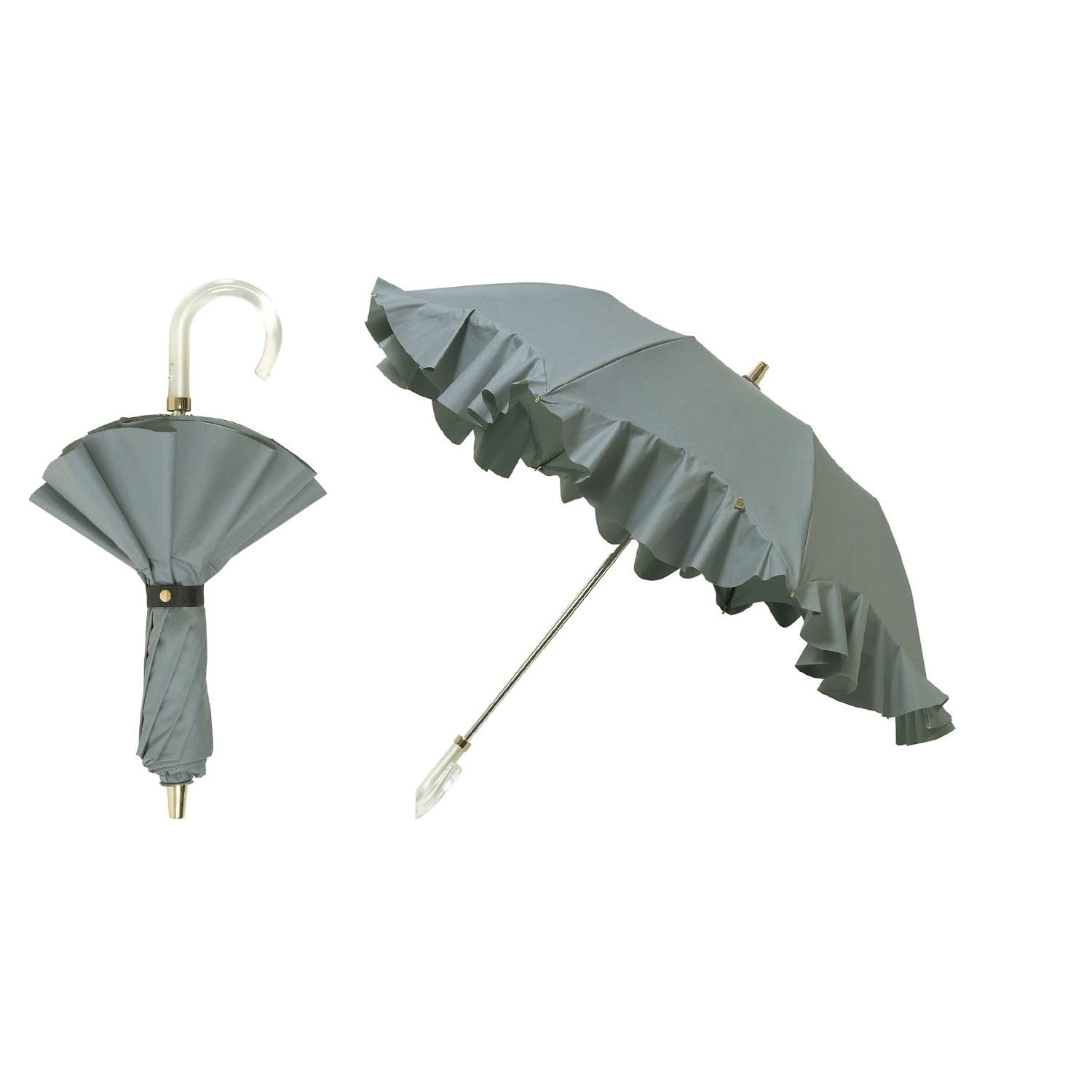 ランバンオンブルー　　ネイビー　長傘　リボン　フリル　大判 LANVIN en Bleu（ランバンオンブルー）の「傘 ”サテンリボン