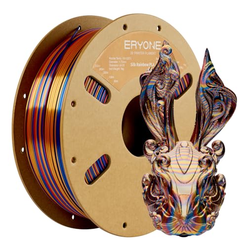 Image of ERYONE Twist Rainbow 3D Printer PLA Filament 1.75 + /-0.03mm, Shiny Multicolor Filament PLA 1KG(2.2LBS), Shadow(Red Gold Blue)