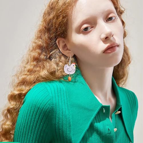 Cute Hen Lay Egg Earrings for Women Unique Funny Chicken Egg Drop Dangle Earrings Holiday Party Jewelry2