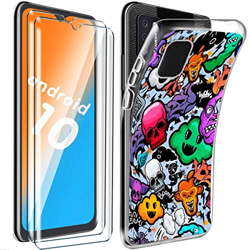 HYMY para Hafury M20 Funda (5.5) + 2 x Cristal Templado - Transparente Carcasa y Cristales Protector de Pantalla TPU Silicona Suave Gel Caja Cover Tapa Caso Carcasa Cubierta -TY