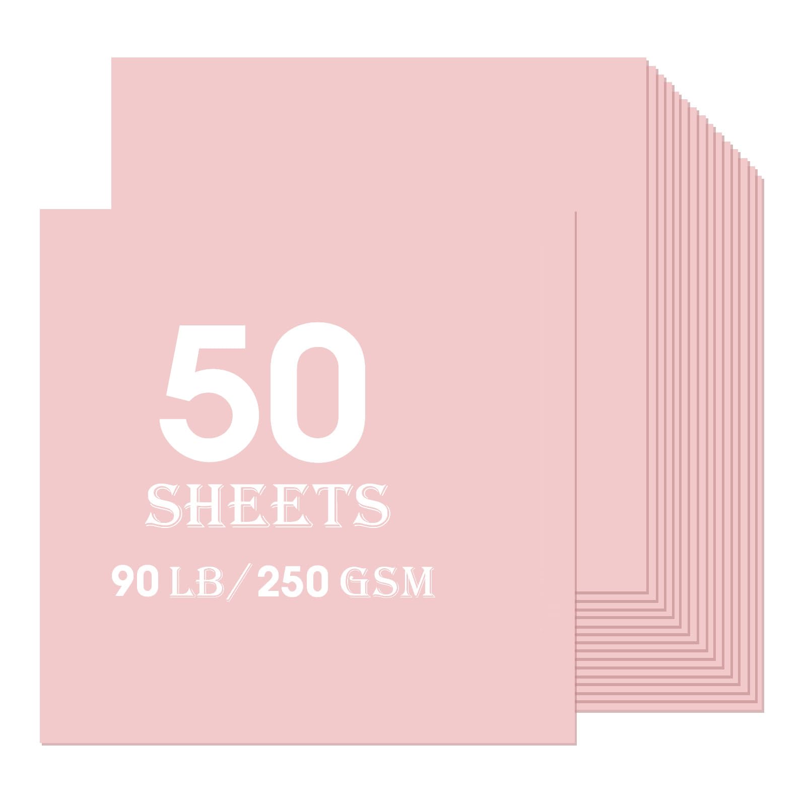Hellrosa Karton, 50 Blatt, 30,5 x 30,5 cm, Karton, Bulk-Konstruktionspapier, 250 g/m² Karton, Druckerpapier, Scrapbooking, Zubehör für Bastelarbeiten, Cricut-Karten