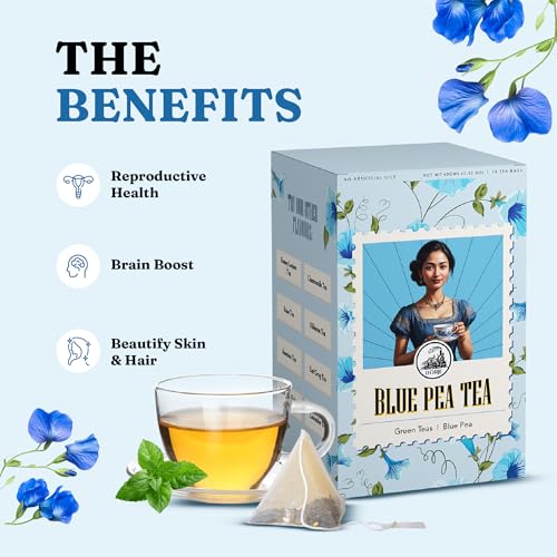 Image of Dorje Teas Blue Pea Mint Darjeeling Green Tea | 15 Pyramid Teabags (Pack of 1) | Selim Hill Estate | Earthy Mint with Blue Pea Flower | Promotes Relaxation & Glowing Skin | Organic Whole Leaf Blend | 15 Cups