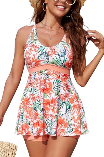 Tankini imprimé floral deux pièces avec bretelles croisées réglables