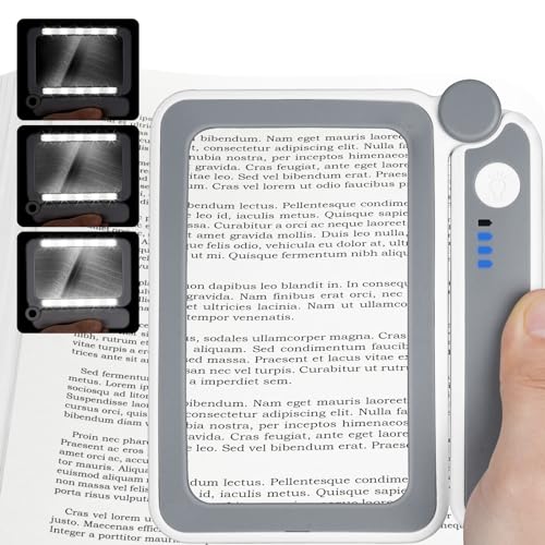 Vicloon Loupe de Lecture Avec 10 LED Lumières - Grossissante, Éclairante, Pliante et à Main Pour Livres Scientifiques, Journaux, Bijoux, Insectes et Travaux...