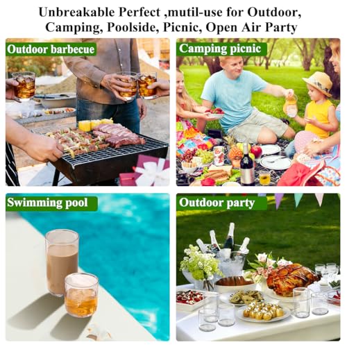 Kyraton Verres à Whiskey Old Fashioned Set de 12, 6 Verres Highball en Plastique PET Transparent 420ml & 6 Verres à Cocktail Whisky 340ml, Tumblers Robustes et Incassables pour Bière, Jus, Lait. – Image 6