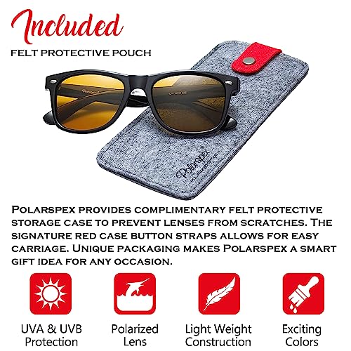 Image of PolarSpex Polarized Sunglasses for Men and Women | UV Protection, Durable Lightweight Frame, Retro Style, Felt Carrying Case, Clear Vision for Driving, Fishing & Everyday Wear.