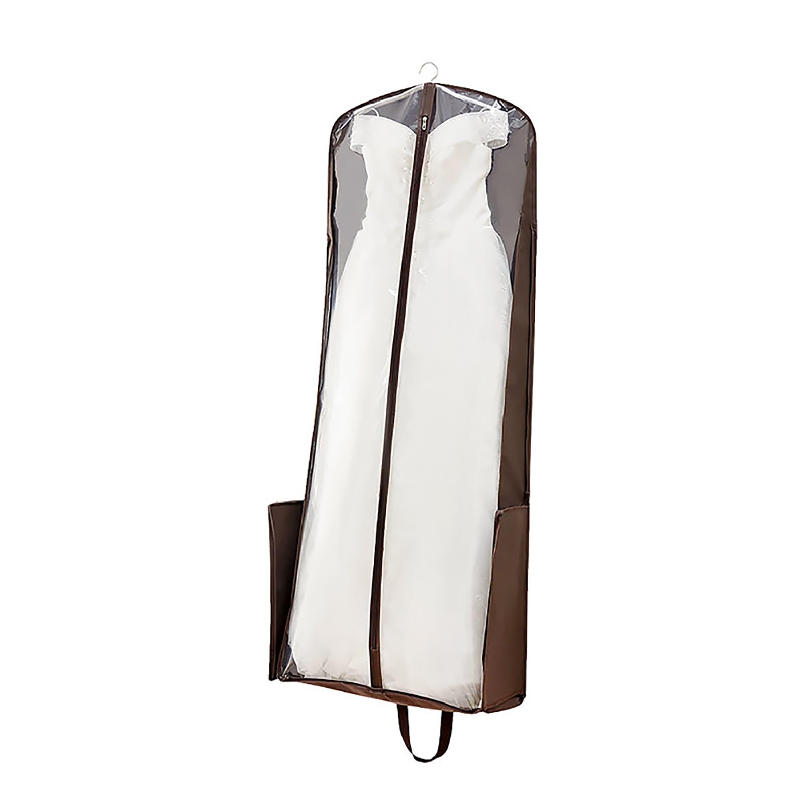 Trasparenti Copriabiti Antipolvere da Sera, Pieghevole Copriabiti da Sposa | Copriabiti in Tessuto Non Tessuto, Impermeabili e Antipolvere per Abiti da Sera con Lungo(Brown,60*30*200cm/24*12*79in)