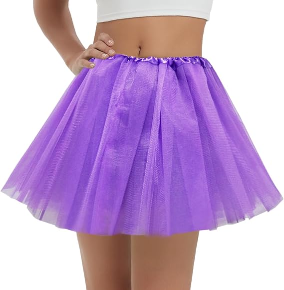 Women's 5-Layer Tulle Tutu Skirt, Adult Dance Ballet Tulle Dress,Teens Halloween Cosplay Running Tutu