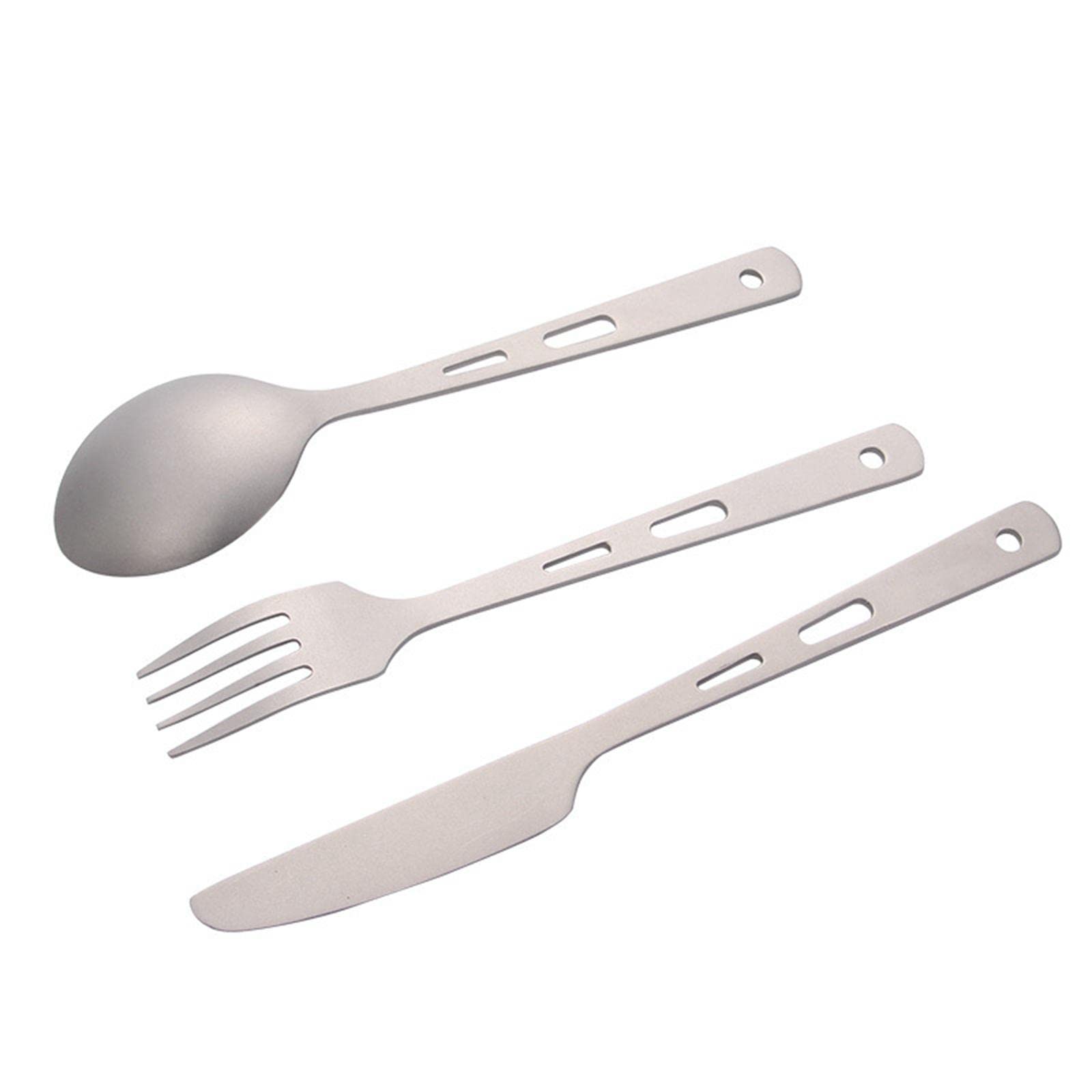 Juego de cubiertos portátiles de camping con mosquetón para viajes, senderismo, cena