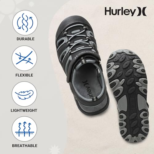 Hurley Kid's and Toddlers Water Sandals - Beach Sandals for Boys and Girls, Lightweight Durable Closed Toe with Adjustable Upper for Outdoors, Water Play and Pool Champ - Image 6
