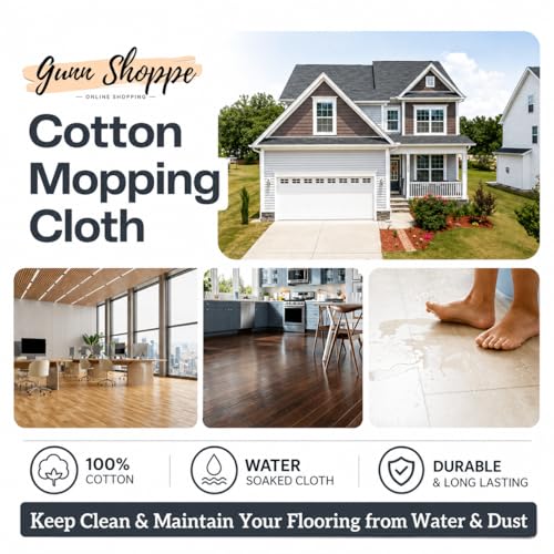 Image of 24X24 Inch Large Cotton Floor Cleaning Cloth /Pocha [Set Of 4 Pcs.] Super Absorber Thick Stuf Cotton, Dry & Wet Reusable 400GSM Domestic Size Easy To Use By Hands (24X24 Inch.), Off-White