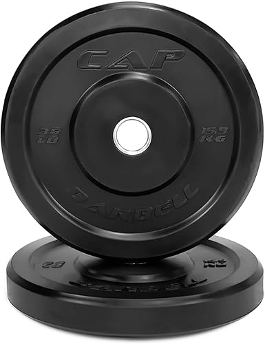 WF Athletic Supply Placa de parachoques de 2 pulgadas de tamaño olímpico negro premium con inserto de acero, ideal para entrenamiento de fuerza,