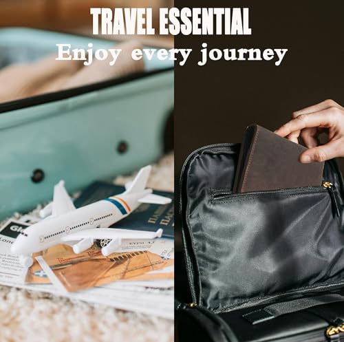 Genuine Leather Passport Holder with AirTag Slot | Bifold Wallet for 2 Passports, Cards | Travel Essentials for Men & Women(5.9'' x 4.13'')3