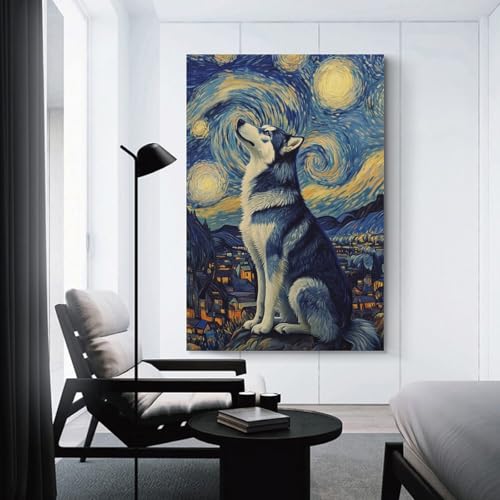 Tableau husky sibérien impression sur toile décoration murale 50x75 cm - 3