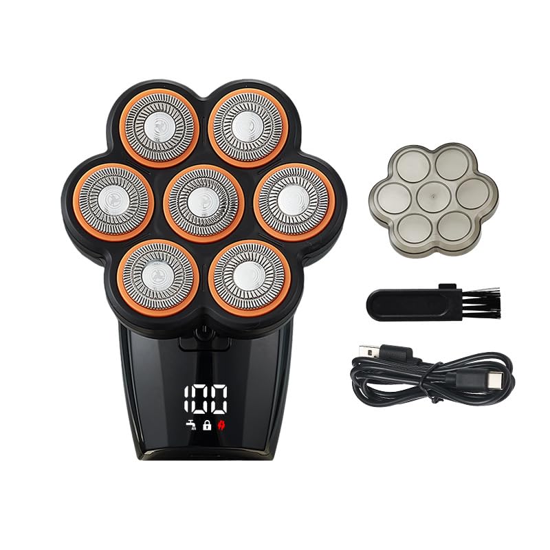 Rasoio elettrico rotativo 7D per uomo, IPX7 impermeabile bagnato asciutto