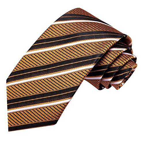 Image of Hi-Tie Silk Ties for Men Plaid Paisley Striped Necktie Pocket Square Cufflinks Set Formal Business