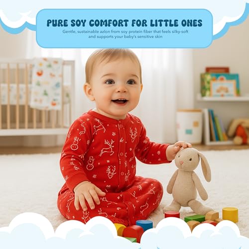 Image of Babysoy Unisex Baby Long Sleeve Gown Sleep Sack, Ultra Soft Nightgown, Newborn Reversible Mittens