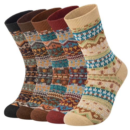 Socksfad - Womens Wool Socks, Knit Warm Boot Crew Christmas Gifts Socks for Women Hiking Size 9-11 - -10%
