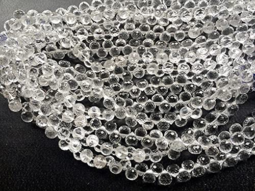 Quartz naturel facetté perles oignon 7.5mm pour création collier en cristal transparent