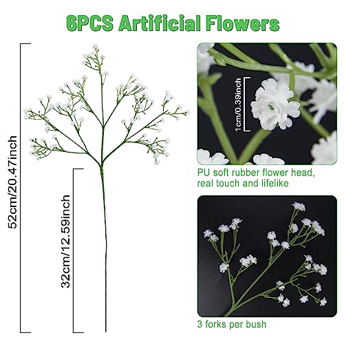 OundarM 6pcs Gypsophila Artificial Flowers Baby Breath Faux Flowers that look real Fake Flowers for Arrangement for the House party Wedding Floral Display - Image 2