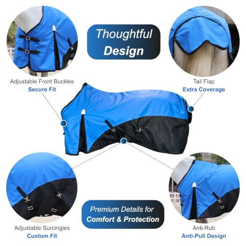Image of BARN & STABLE 600D Ripstop Lightweight Horse Turnout Sheet No Fill,Water-Resistant & Breathable Horse Blanket for Spring and Mild Weather, with Anti-Rub Fleece Withers