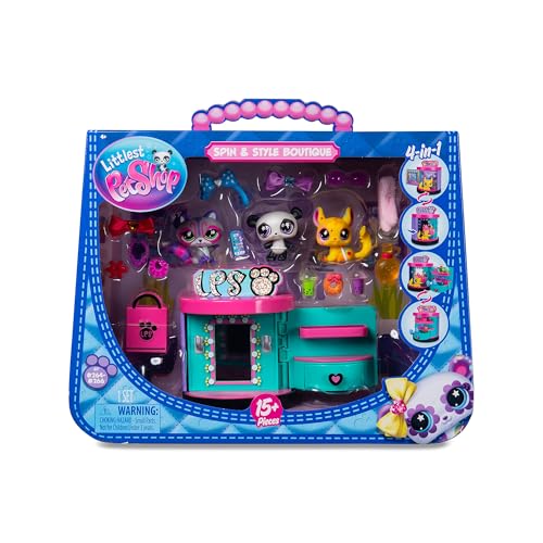 Littlest Pet Shop - Coffret Sweet and Style - Boutique 4 en 1 - Pack de 3 Animaux, 15 Accessoires, 1 Carte, 1 Code Roblox - Mini-Figurines Animaux à Collectionner -...