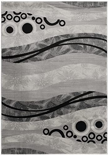 RUG BRANCH Montage - Alfombra Moderna (3 x 5 pies) Abstracta - 2'20.3 cm x 5', Gris