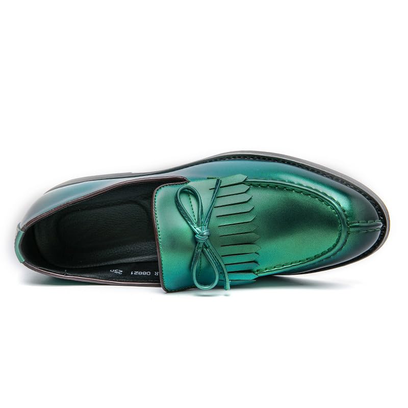 Santimon Men's Moc Toe Kiltie Bow Slip-on Loafers with Matte Finish Comfort Walking Dress Driving Moccasins Casual Boat Shoes3