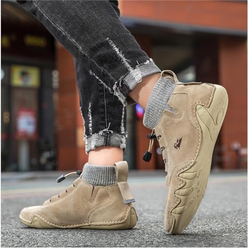 FAIRSOMA Men's Handmade Suede High Top Ankle Chukka Boots,Retro Lightweight Outdoor Shoes for Hiking & Camping All Season Comfort Driving Shoes4