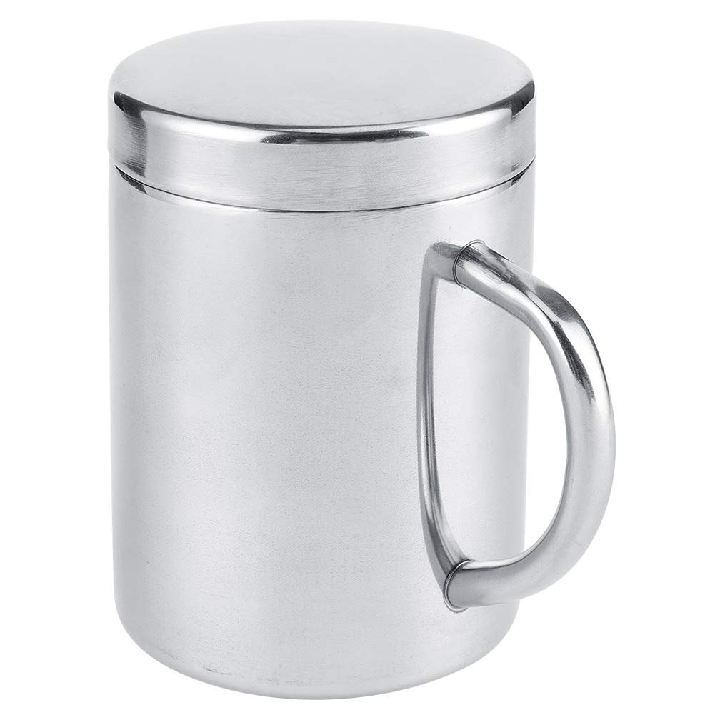 Ejoyous Taza de café Portátil Taza de Doble Pared de Acero Inoxidable 300 Ml con Tapa y Asa Aislada Anti Escaldaduras para el Hogar Oficina Viajes Té Leche Beber (304 material 220ML (con tapa))