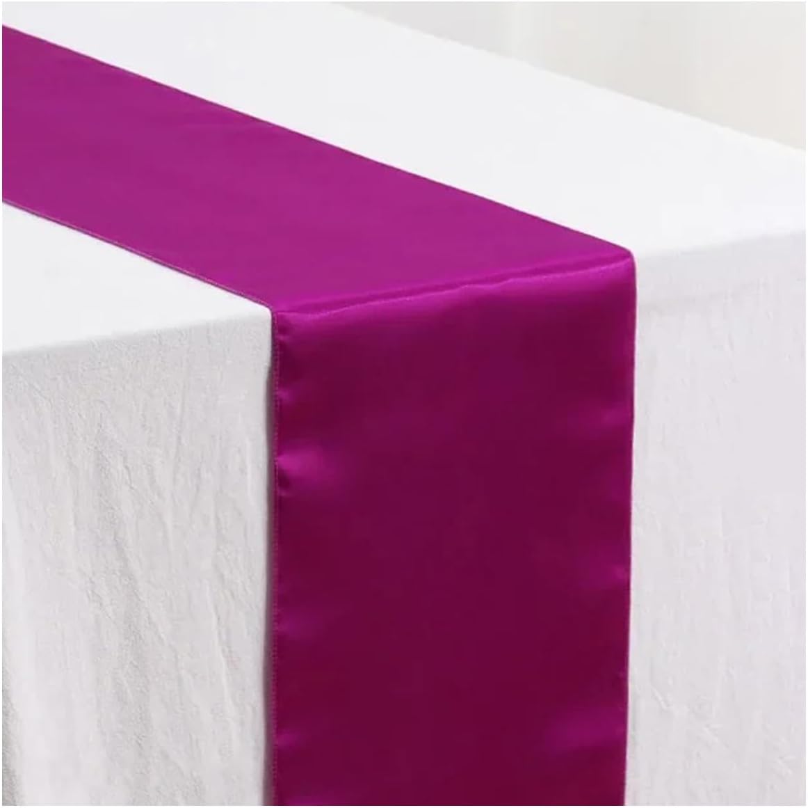 Silk Satin Table Runner, 11.81in x 9.02ft Luxury Smooth Table Decor for Wedding Party Banquets - Dark Orchid
