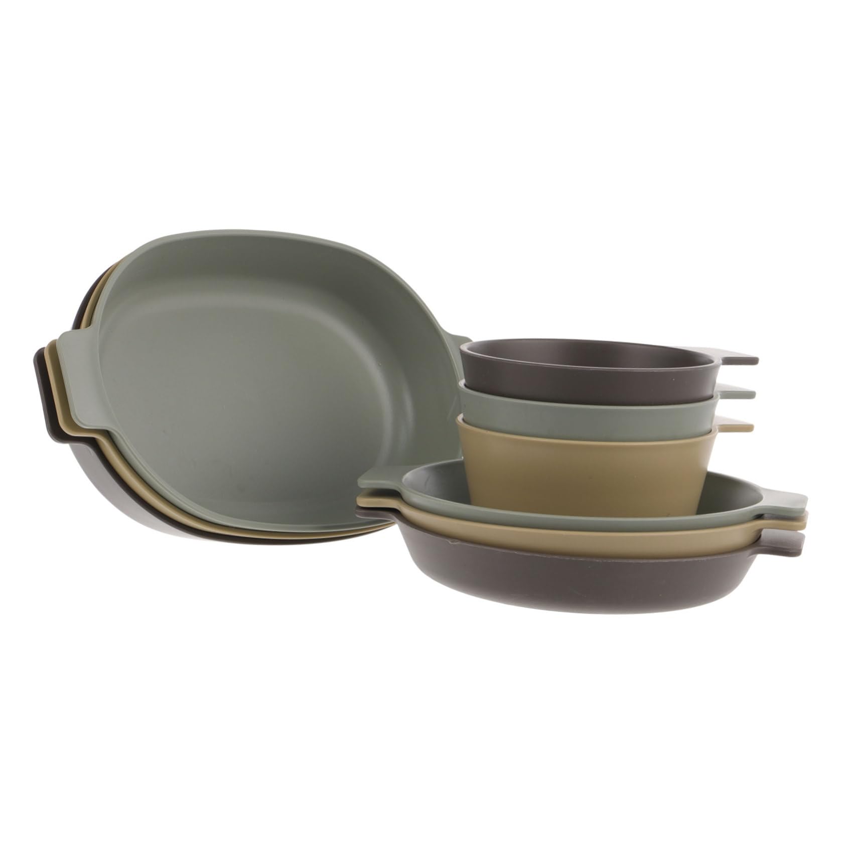 Kit de Vaisselle de Camping en Plastique, Léger et Compact, 1 Set, Assiettes et Bols Réutilisables pour Randonnée et Restaurant