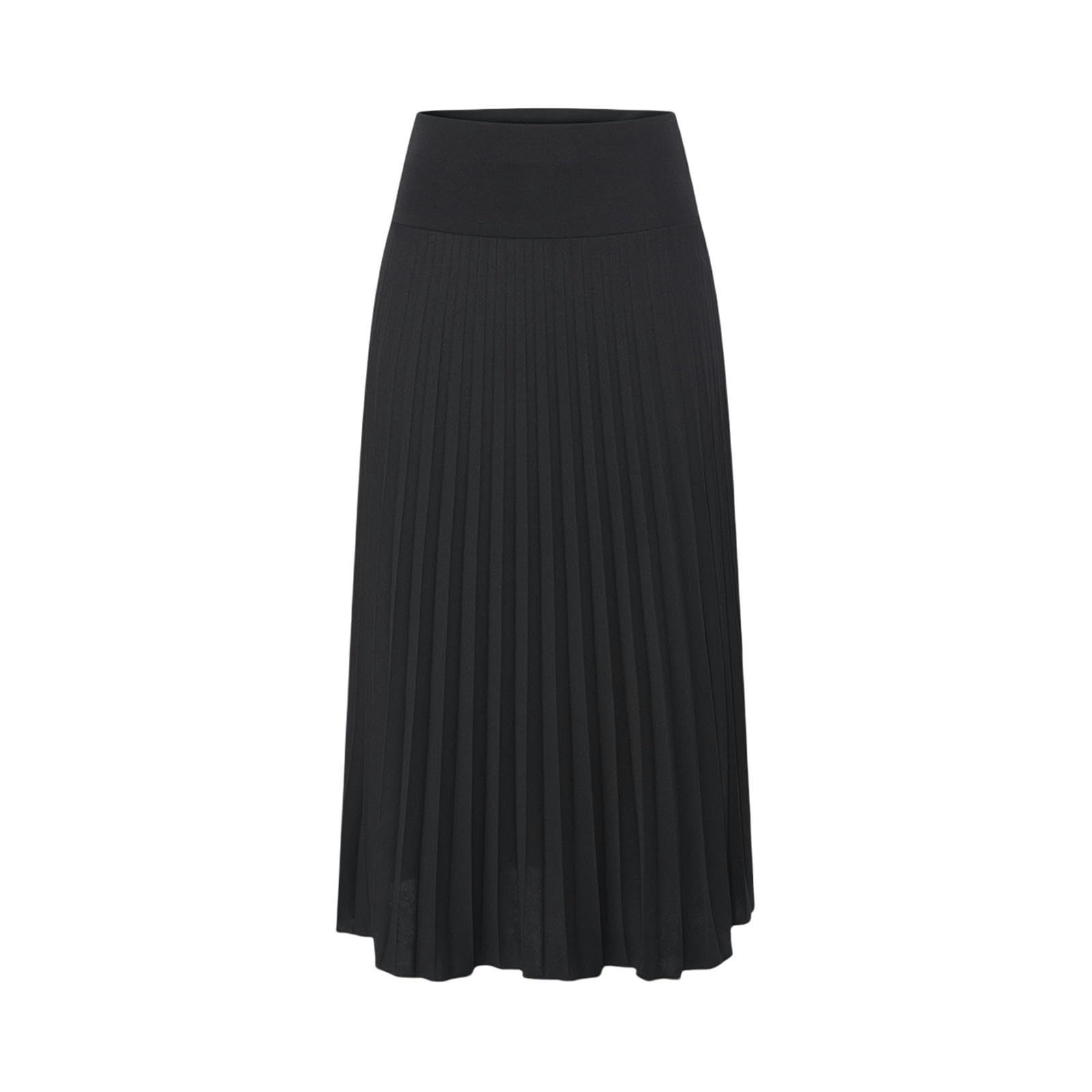 Gonna Donna Gonna A-Line A Pieghe Lunghe da Donna, Gonna Nera in Vita Alta, Design Rugoso per Lo Stile Elegante-Nero-l