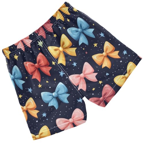 Pigsaly Boys Swim Trunks Gold Stars Colorful Ribbon Bow Boys Board Shorts Swimsuit Swimwear Summer Bathing Suit XS2