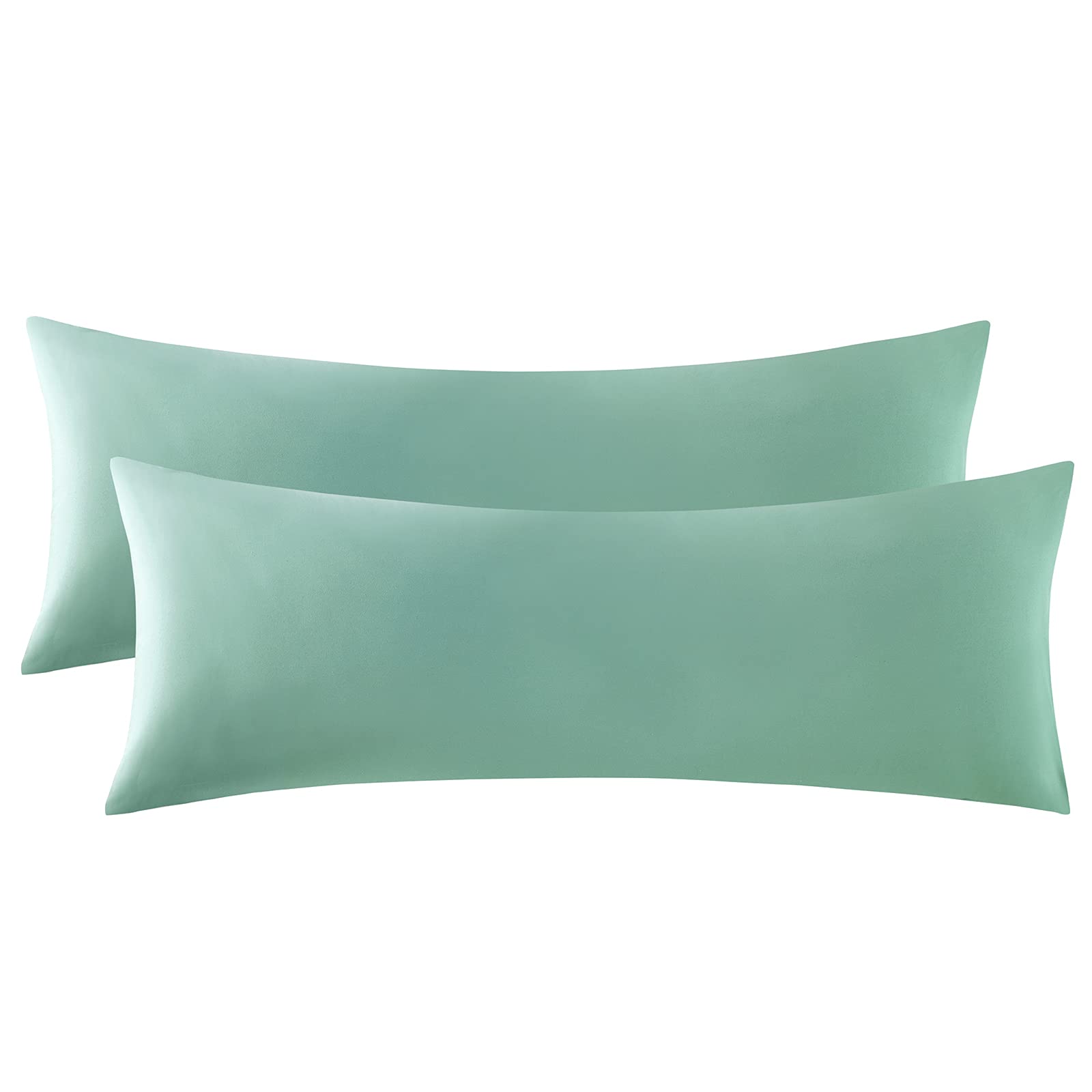 KKJIAF 2Pcs Body Pillowcases, 1800 Thread Count Microfiber Body Pillow Cover with Envelope Closure, Soft and Breathable Body Pillowcase Set , 20 x 54 Inch (Light Green)