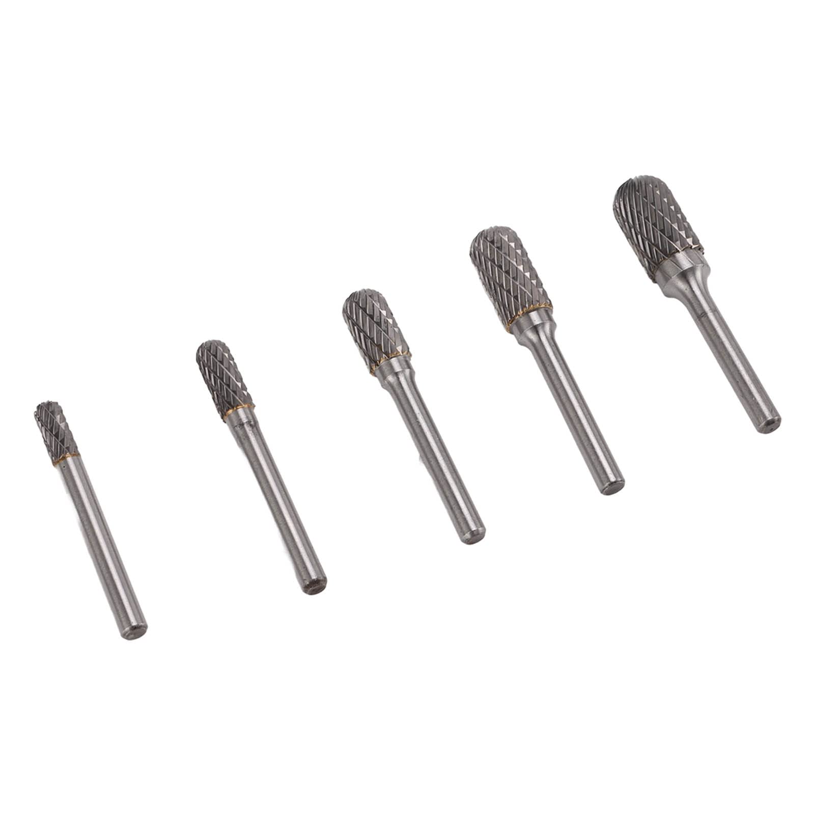 Hartmetall-Drehfräser-Set, doppelt geschnitten, 6 mm Schaft, 5-teiliges Schleiffeilen-Set für Holzschnitzerei, Polieren und Bohren, kompatibel mit -Winkelschleifern für